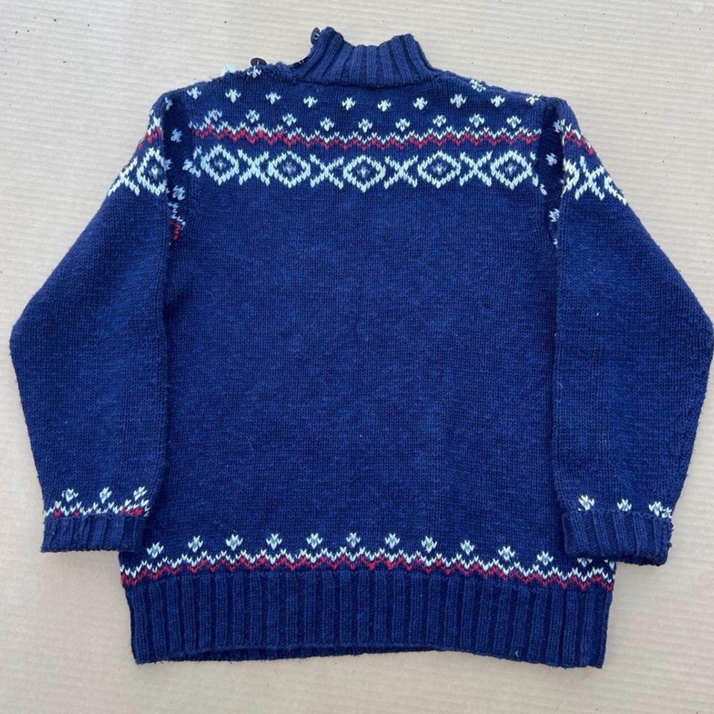 Ralph Lauren Vintage Hand Knit Ski Sweater Petite P/P Navy Winter Wool Blend - Picture 2 of 5